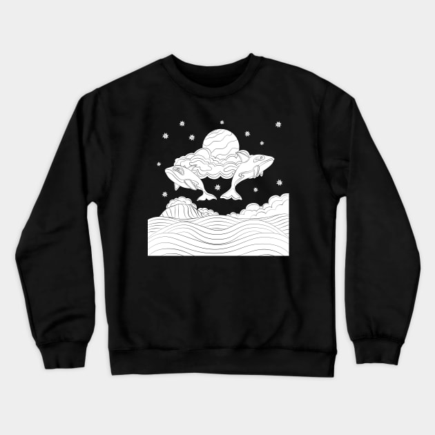 space orcas Crewneck Sweatshirt by Bagaz